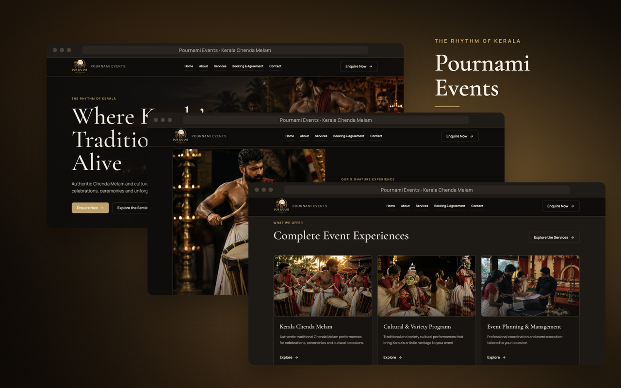 Pournami Events website preview